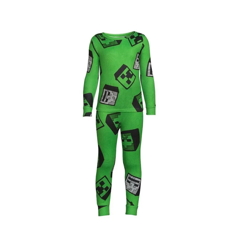 Minecraft Boys SIZE 4 Long‎ Sleeve All Over Print 2-Piece Pajama Sleep Set NWT